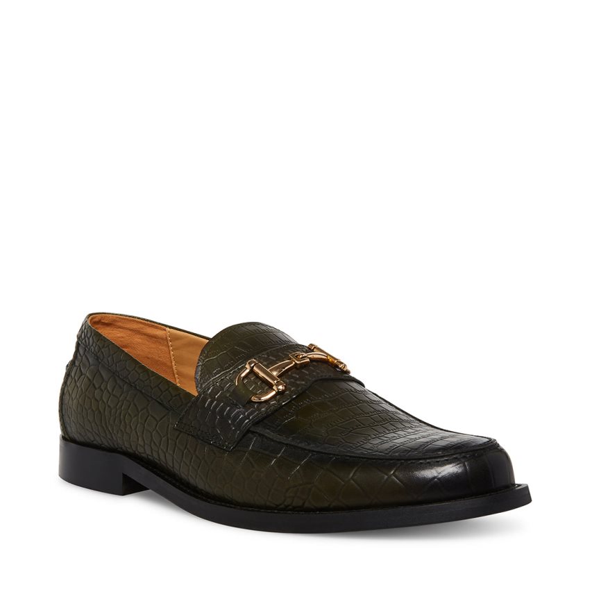 Loafers Steve Madden Wallace Crocodile Hombre Verde Oscuro | ES PL6E82